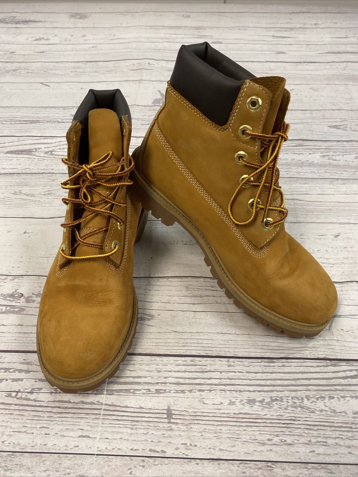 Timberland 12909 Junior’s 6" Premium Waterproof Boots Wheat Nubuck Size 7