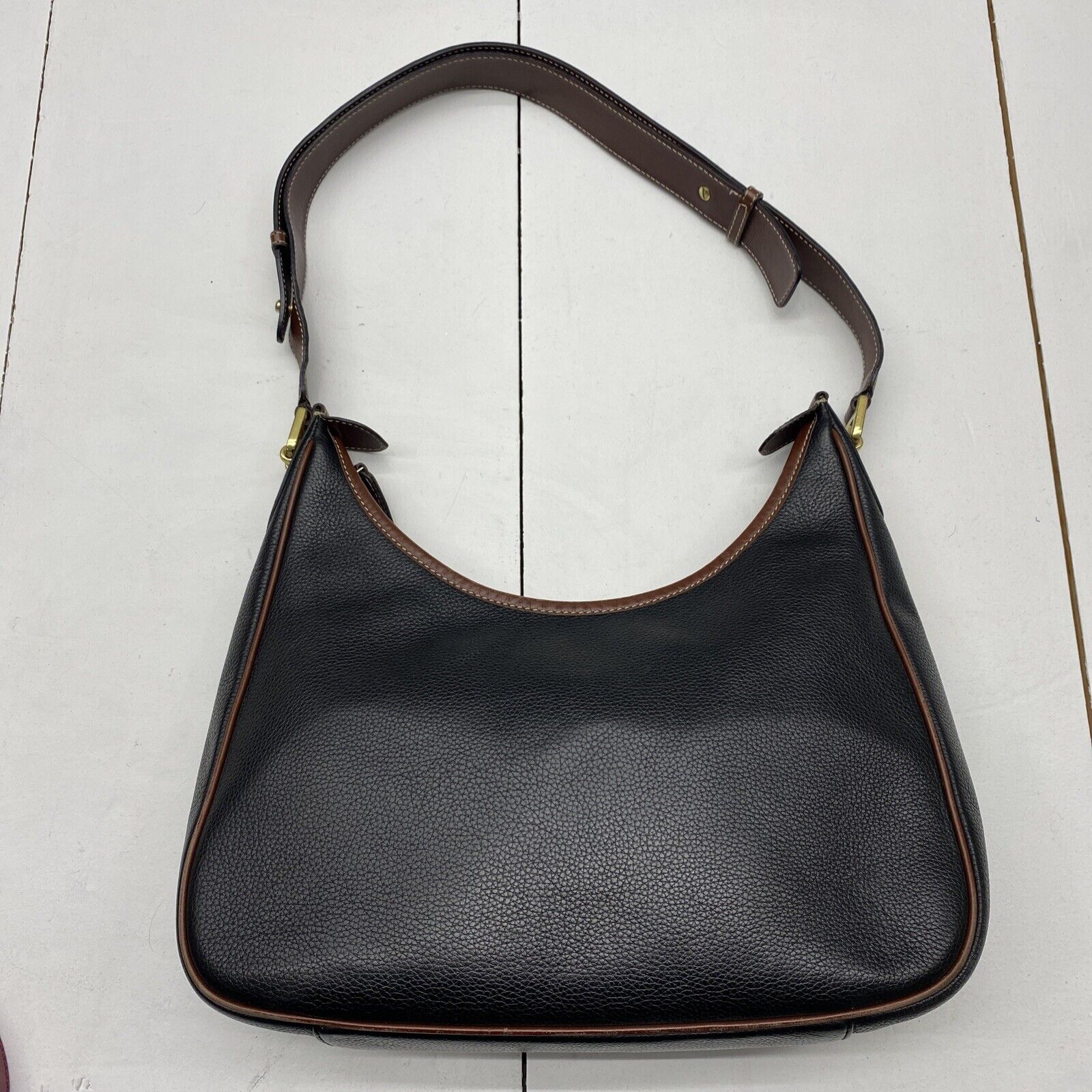 BALLY Black/Dark Brown Pebble Leather Shoulder Bag Purse*