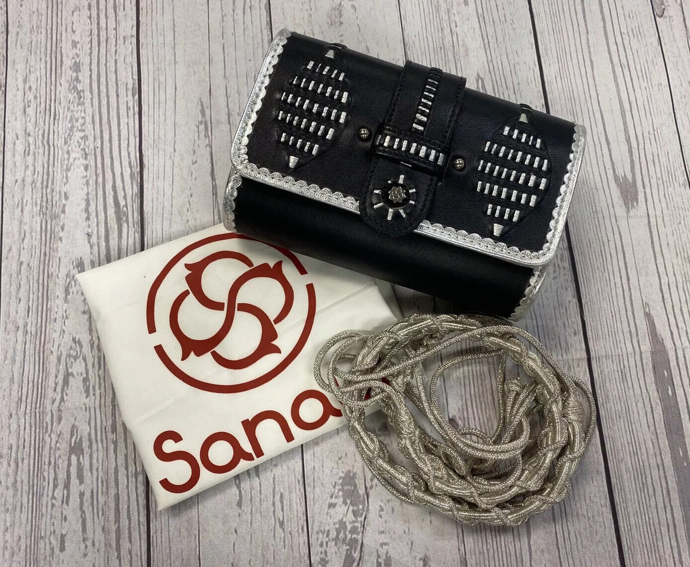 Sanaui Black And Sliver Crossbody Fanny pack Purse Made in Morocco and Italy