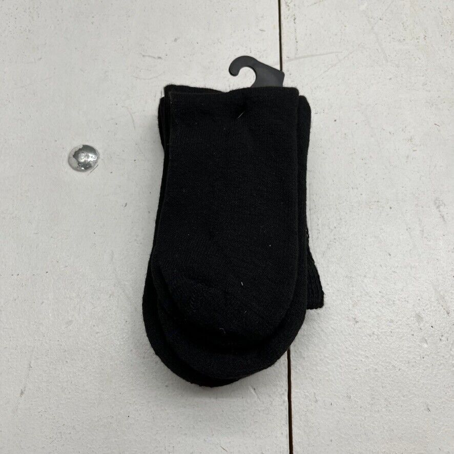Black 2 Pack Cotton Crew Socks Unisex Adult One Size NEW