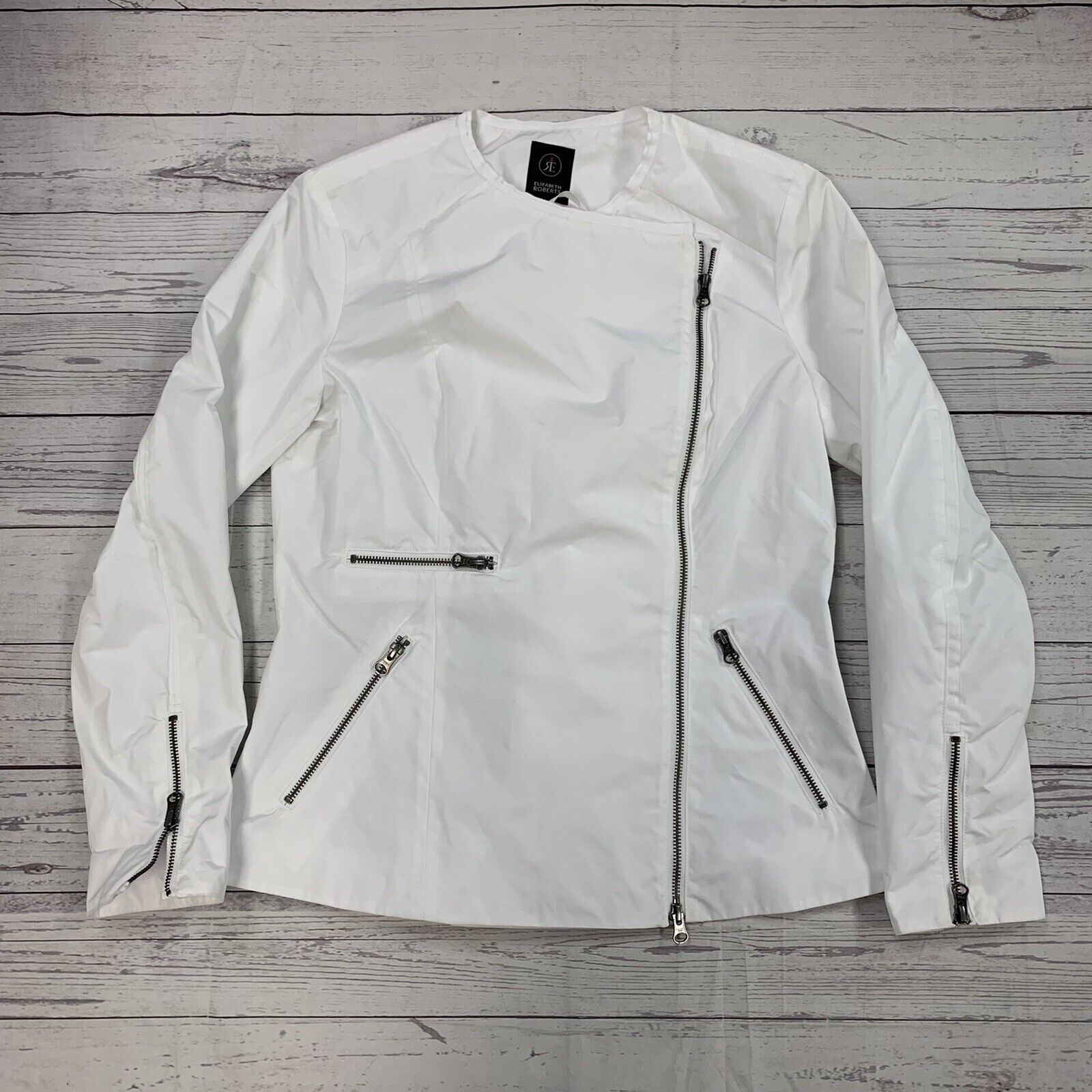 Elizabeth Roberts Womens White full zip jacket size large
