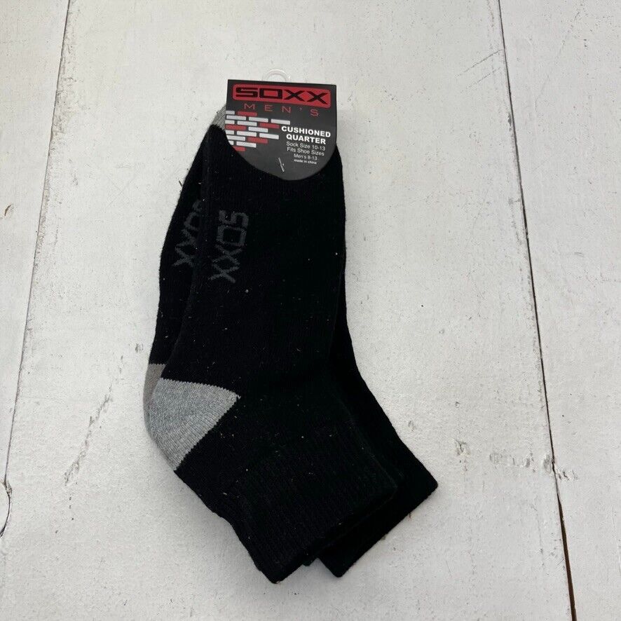 Soxx Black & Grey Cushioned Quarter Socks Mens Size 10-13 NEW