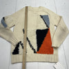 Jil Sander Off White Knit Multicolored Jacquard Sweater Mens Medium New Defect