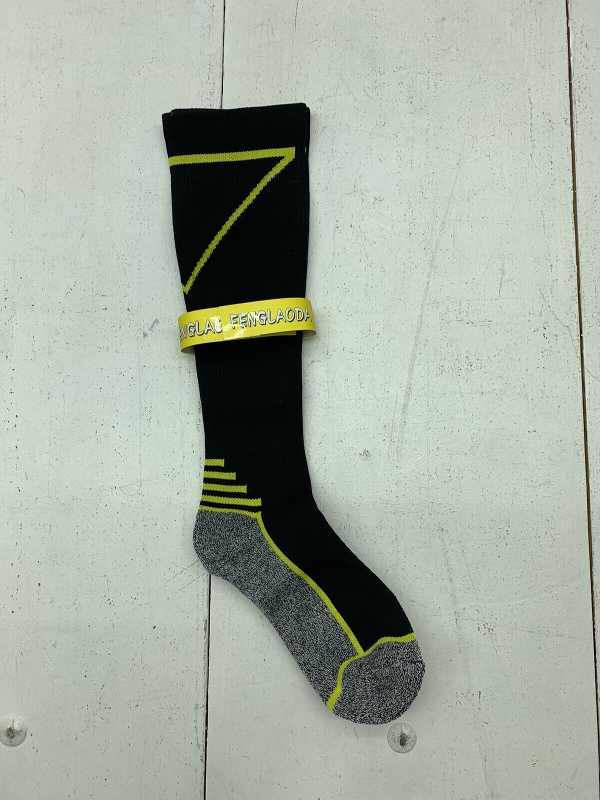 Fenglaoda Mens Black Yellow Athletic Socks Size S-M