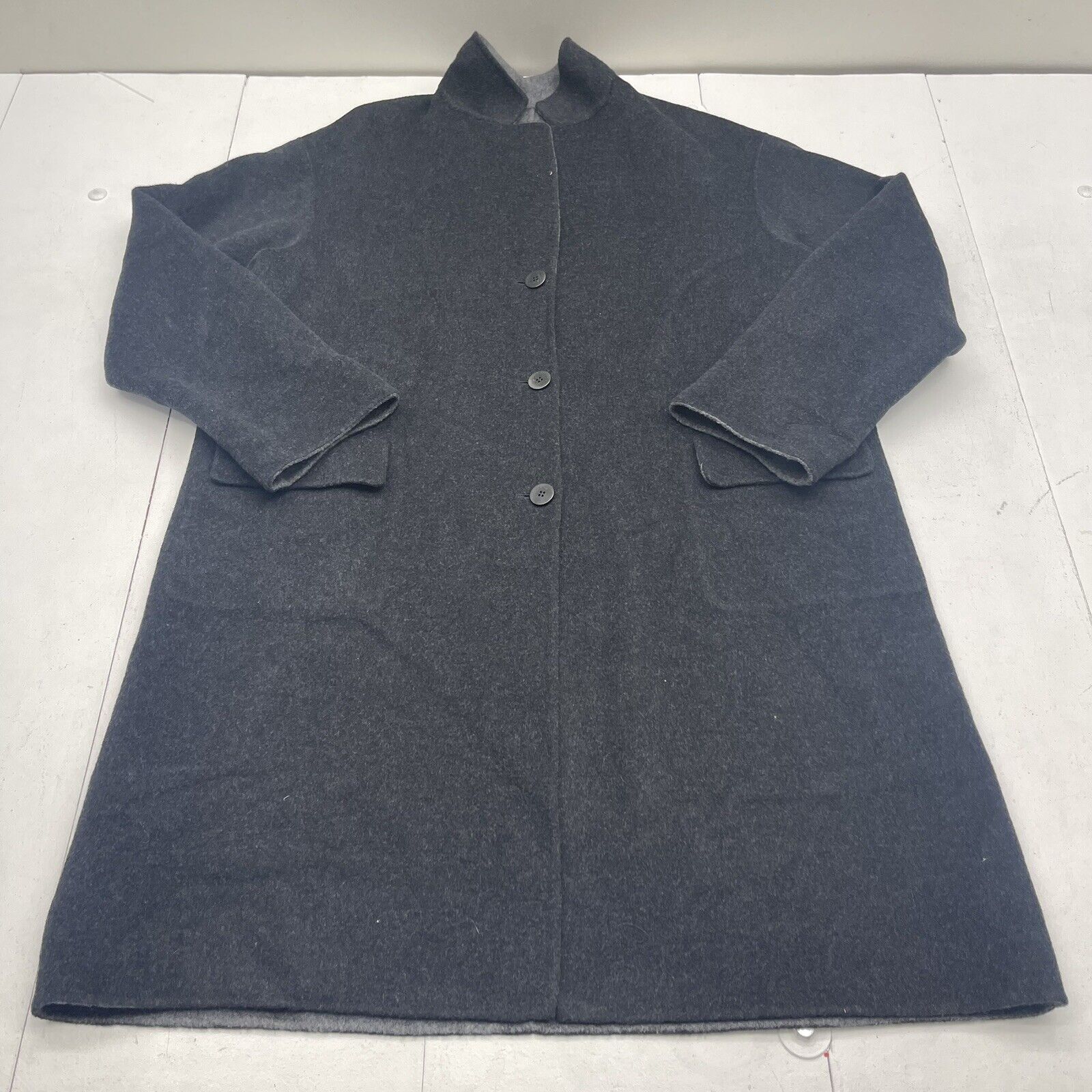 Lafayette 148 Black & Grey Wool Reversible Jacket Women’s Large New
