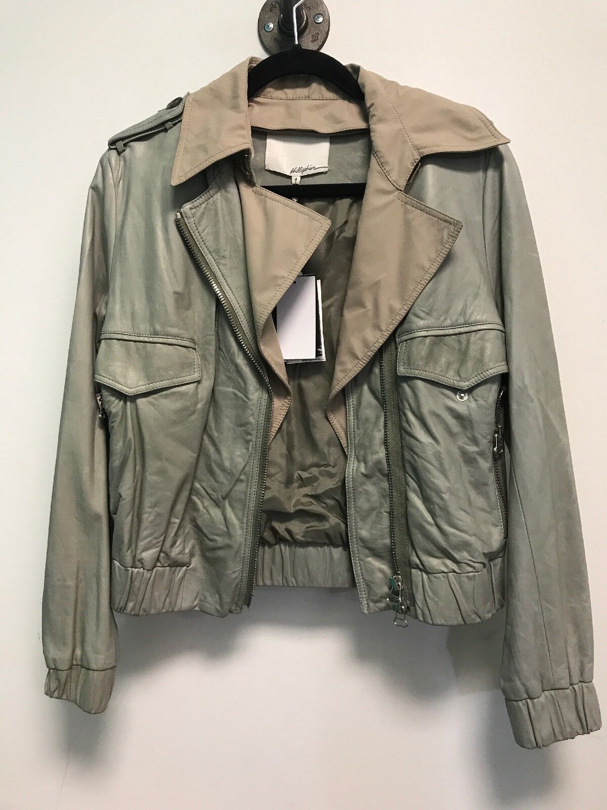 NEW Women's 3.1 Phillip Lim Spruce Leather Bomber Jacket Coat Size 4