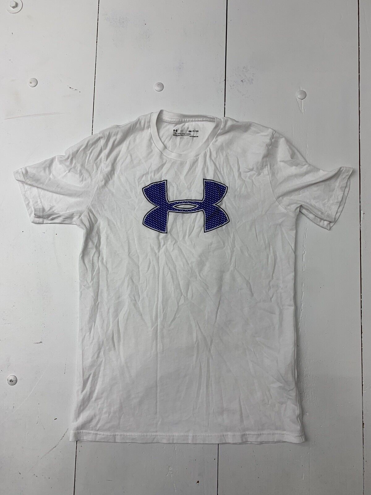 Under Armour Mens White Graphic Short Sleeve Shirt Size Small
