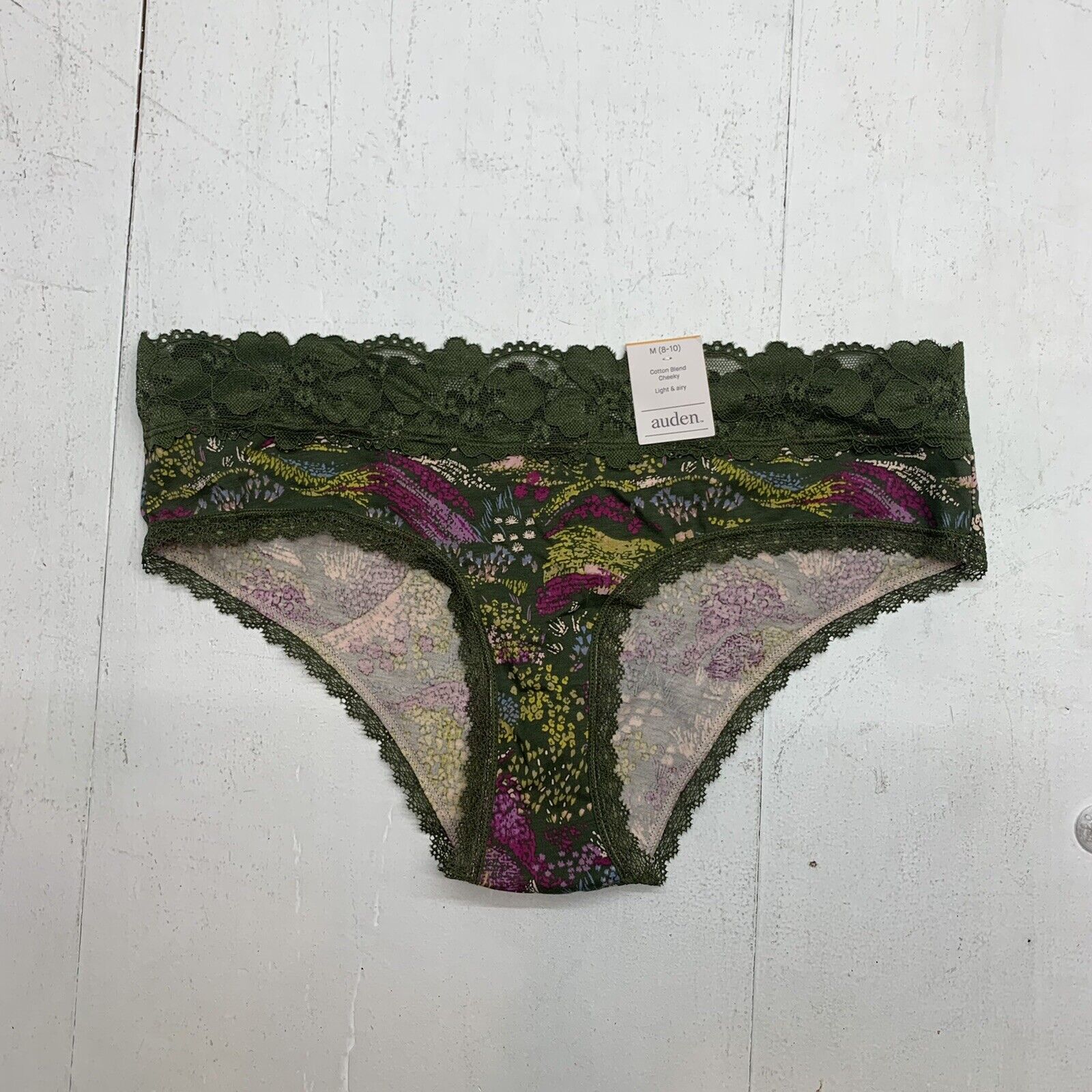 Auden Womens Green Lace Cheeky Panties size Medium - beyond exchange