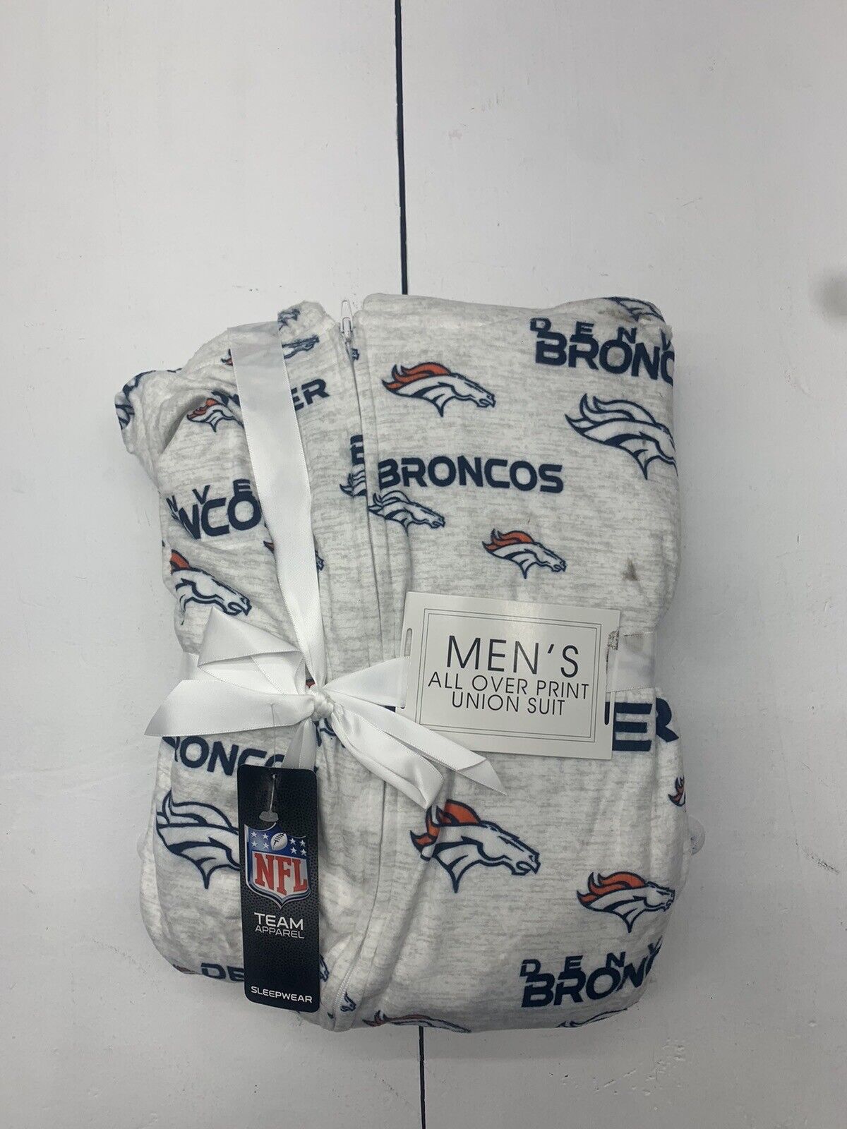 NFL Denver Broncos Mens White Docket Union Suit Size Medium