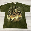 The Mountain Green Dye Wolves Graphic Short Sleeve T Shirt Adult Size XL USA