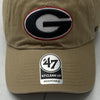 47 Brand Tan Georgia Bulldogs NCAA Clean Up Adjustable Hat Adult One Size NEW