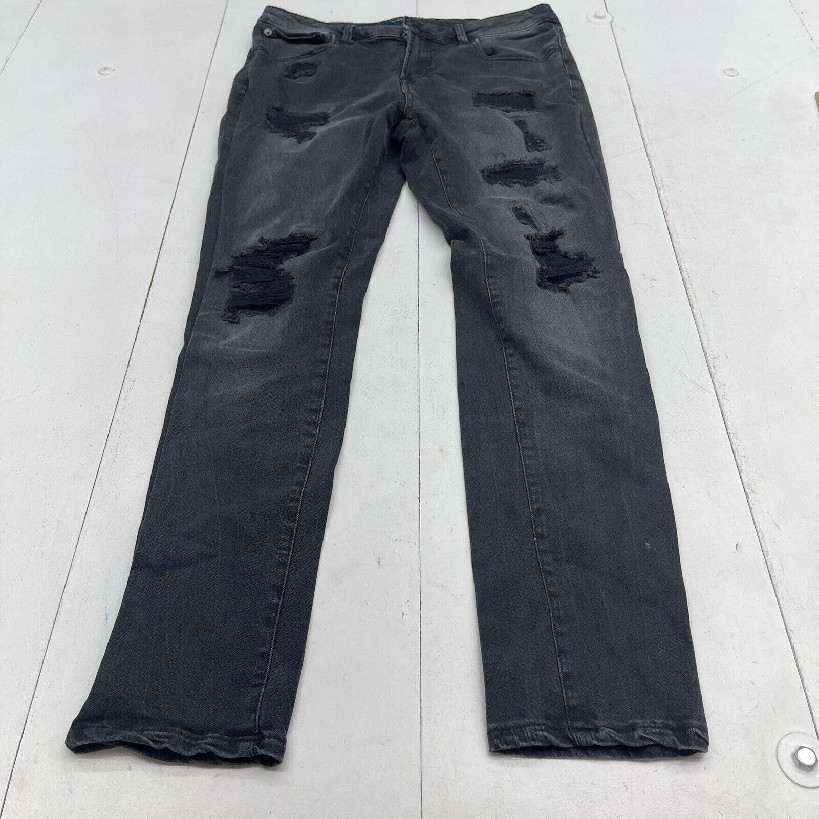 Aeropostale Black Distressed Patch Denim Skinny Jeans Mens Size 34x32 -  beyond exchange