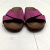 Rothys Brown &amp; Pink Striped The Weekend Slide Women&#39;s Size 9.5