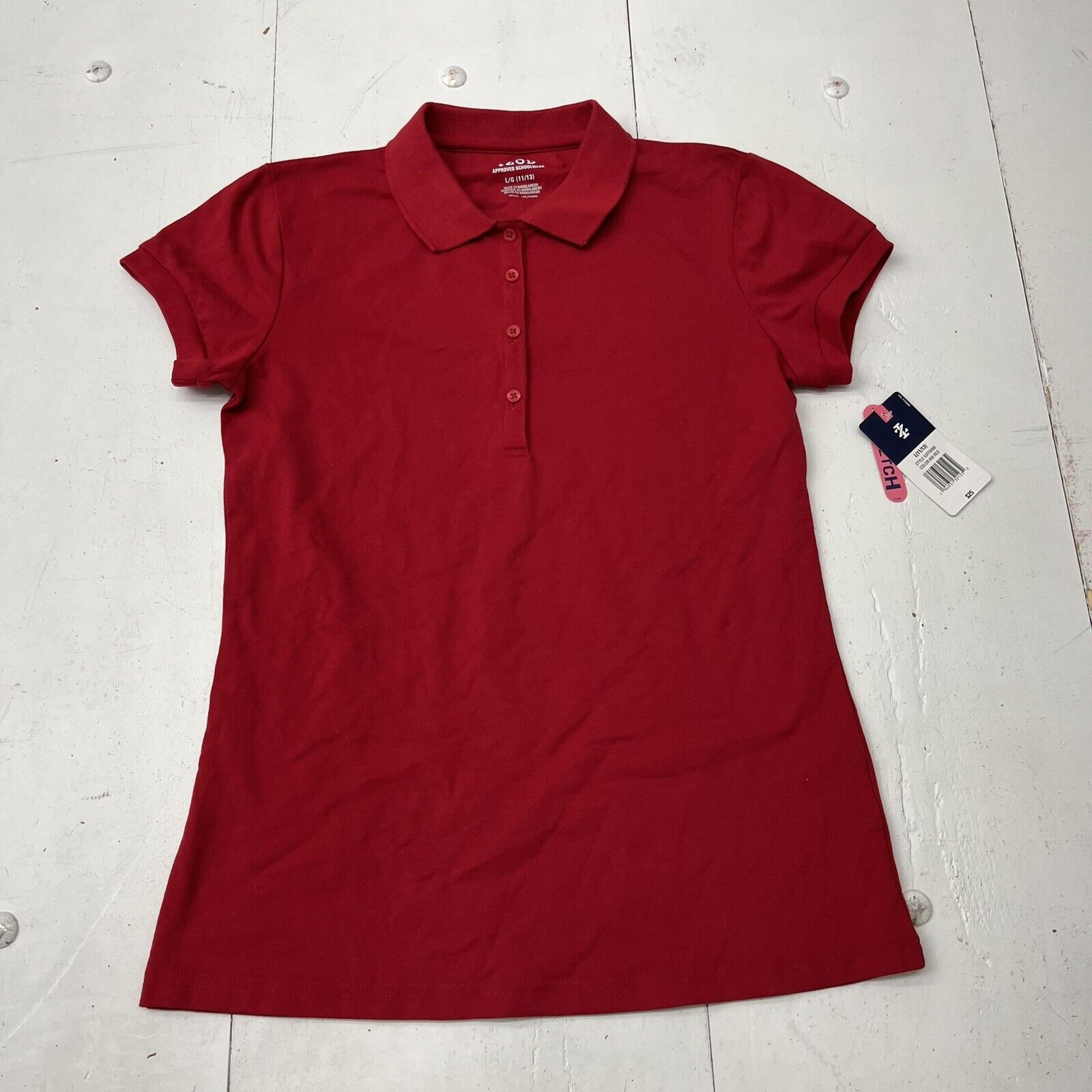 Izod Red Approved Schoolwear Short Sleeve Polo Girls Size Large NEW