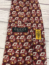 GUCCI Red Sliver And Gold Print 100% Silk Men’s Necktie Made In Italy