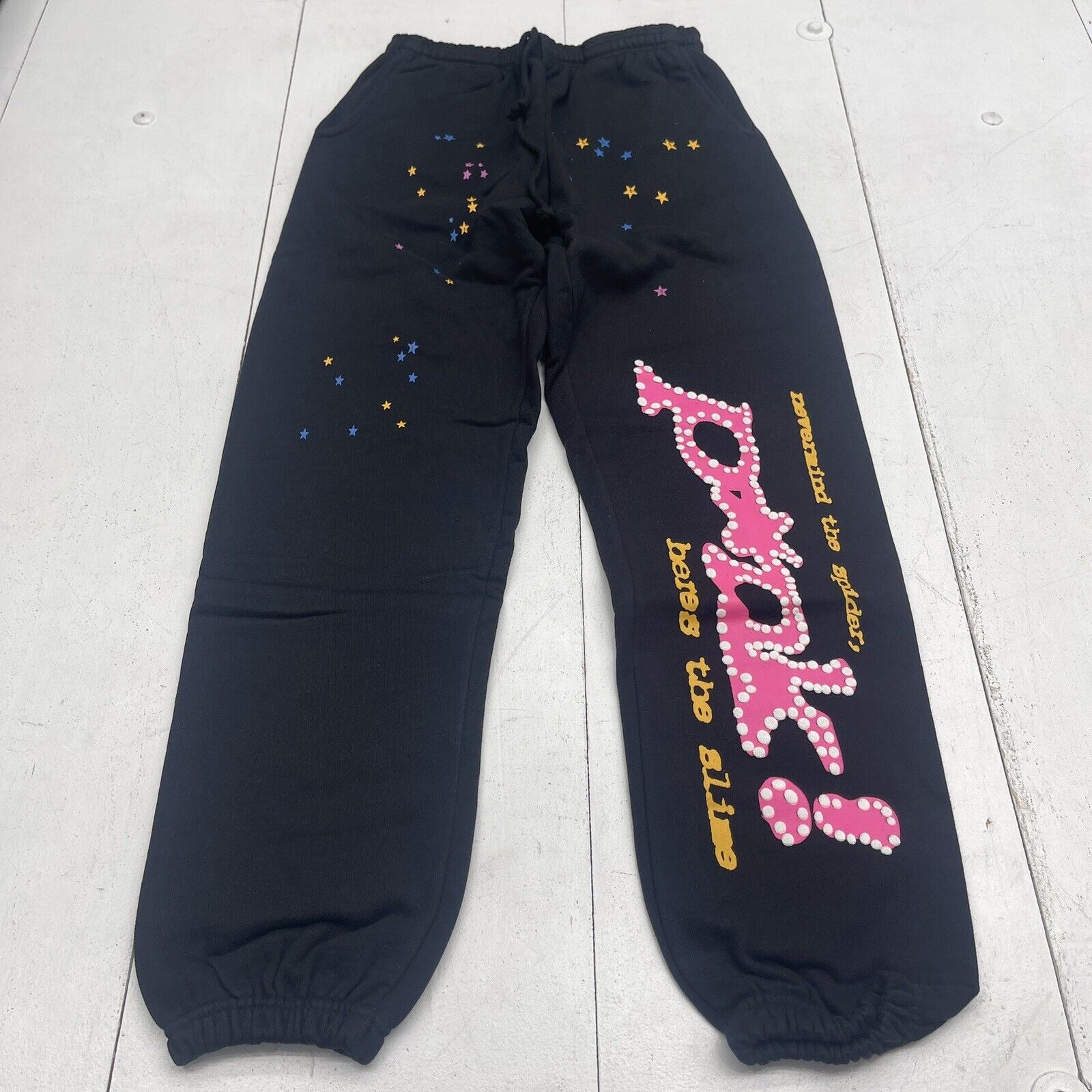 Sp5der Black Pink Graphic Sweatpants Mens Size Small New