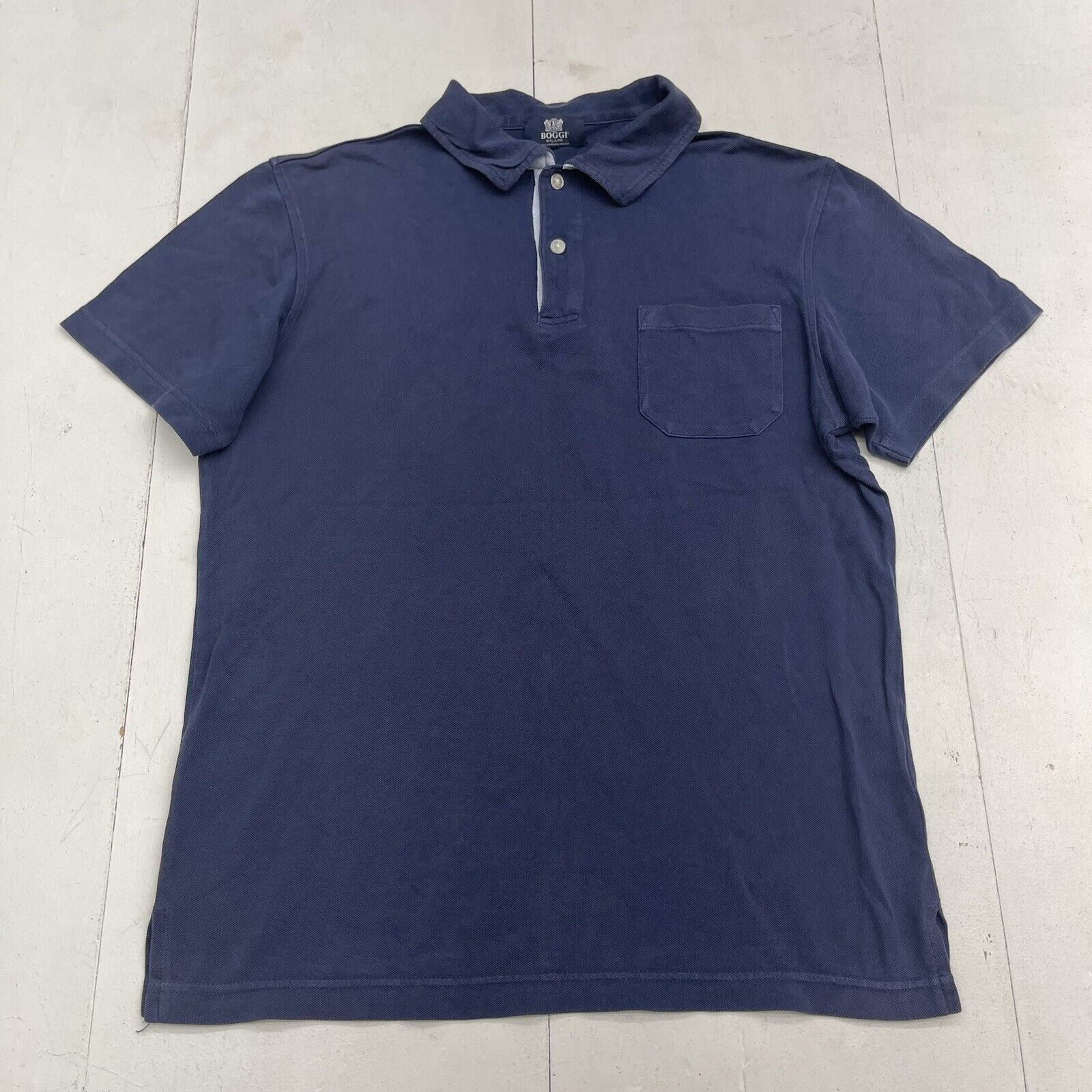 Boggi Milano Navy Blue Cotton Short Sleeve Polo Mens Size Medium