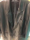 Vintage La Matta BLACK LEATHER 2 Button JACKET Blazer Sport Coat Men Size 56 *