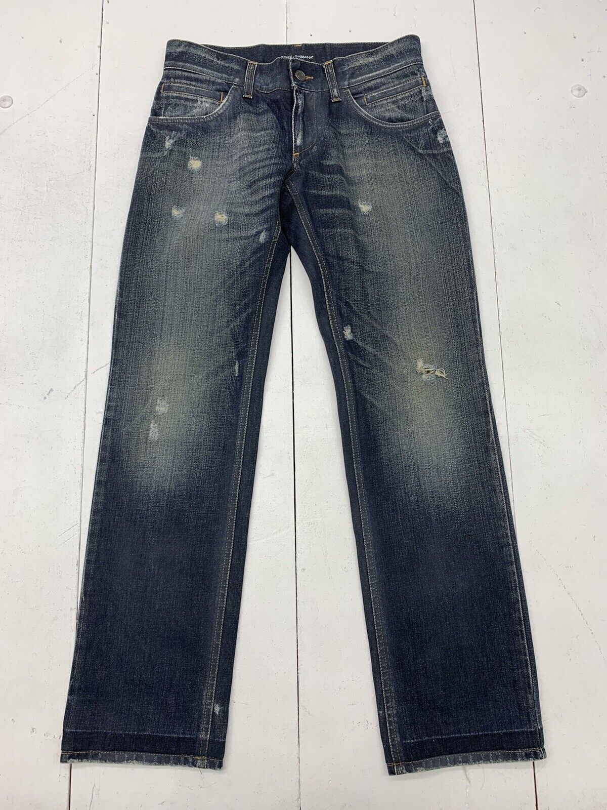 Dolce & Gabbana Mens Dark Blue Distressed Denim Jeans Size 44