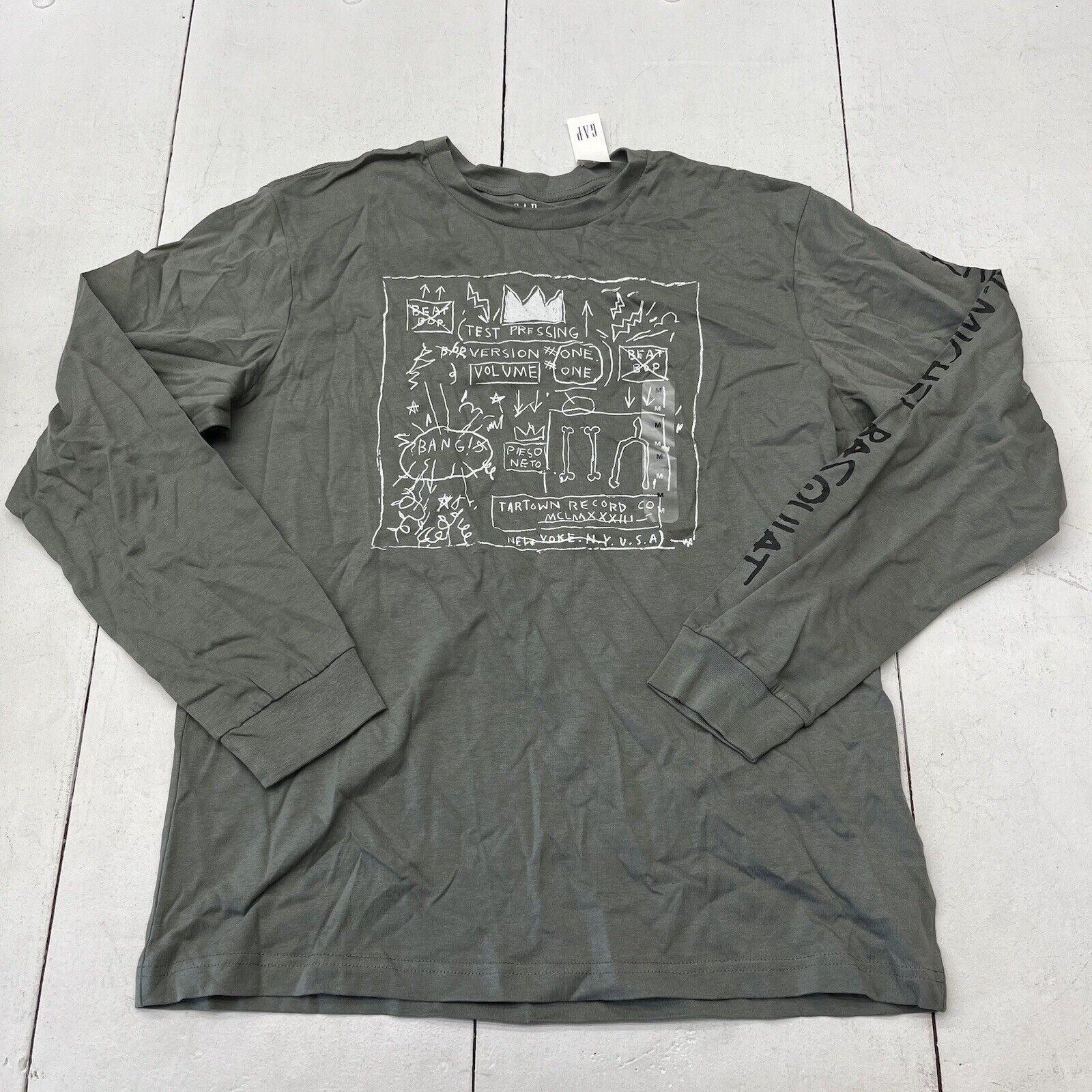 Gap X Jean-Michel Basquiat Vintage Green Graphic Print Long Sleeve Mens Size M