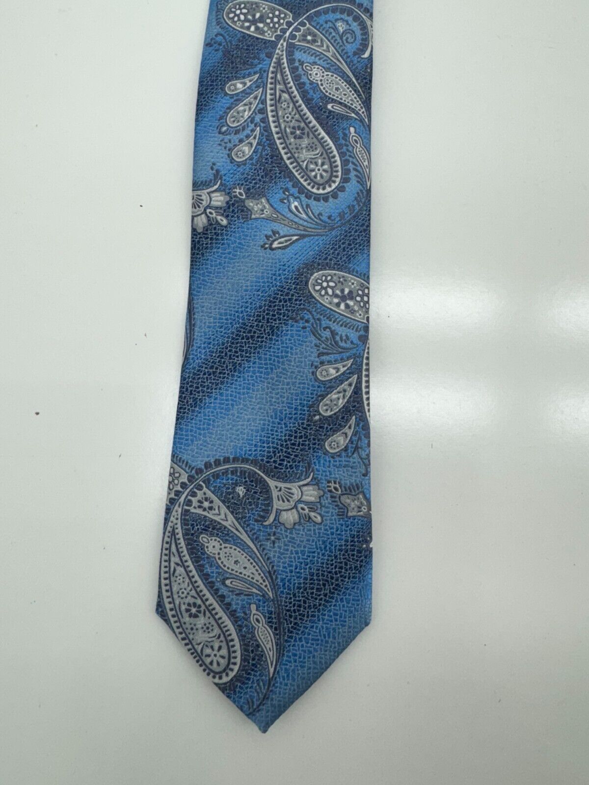 Mens Blue Paisley Print Neck Tie One Size