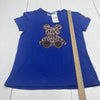 Yuna Blue Rhinestone Bear Printed Short Sleeve T Shirt Women’s Size L/XL