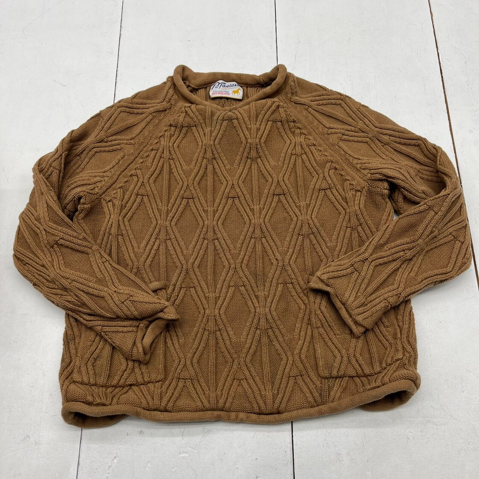 Manresa Brown Cable-Knit The Oysterman Sweater Men's Size Small