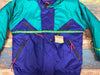 Vintage Ski Brand Womens Color Block Teal And Purple 90’s Coat Size Medium