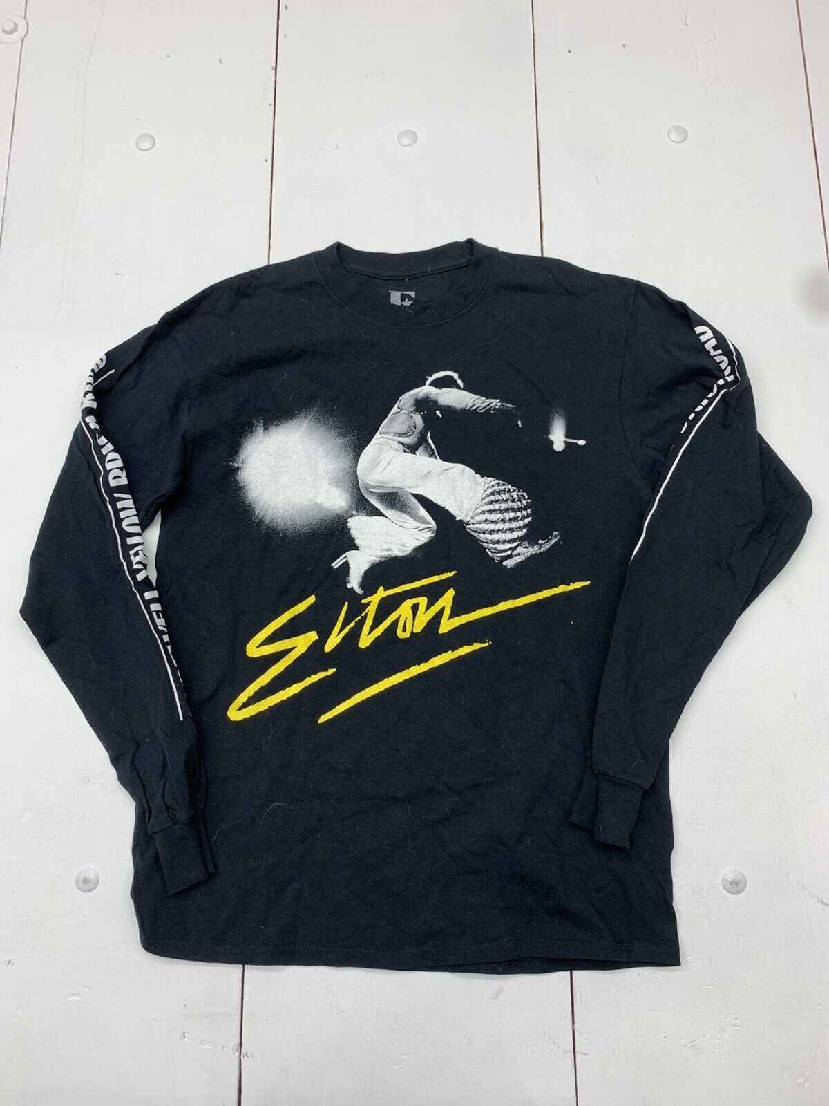 Elton John Mens Black Graphic Long Sleeve Shirt Size Medium