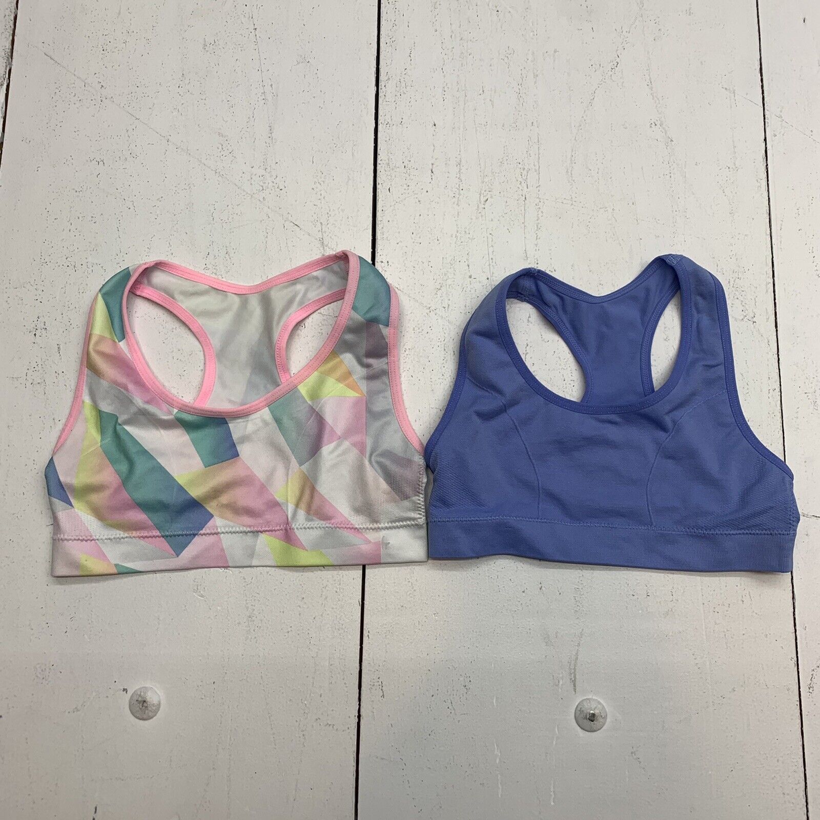 More than Magic Girls Blue And White 2 pair Sports Bra Size Small - beyond  exchange