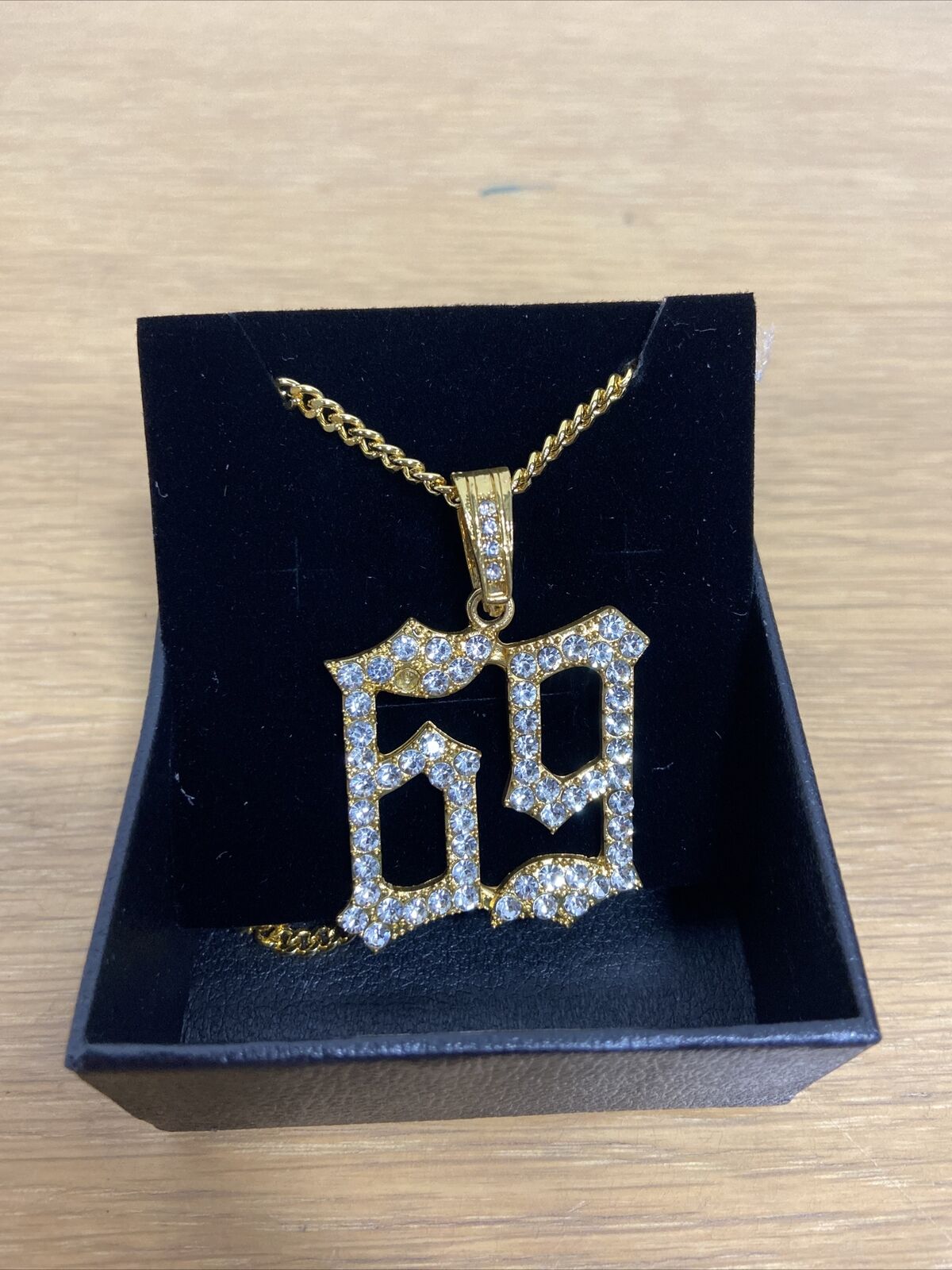 TSANLY Necklace 6ix9ine Medallion Pendant 24” Rope Chain Gold Tone Rhinestones