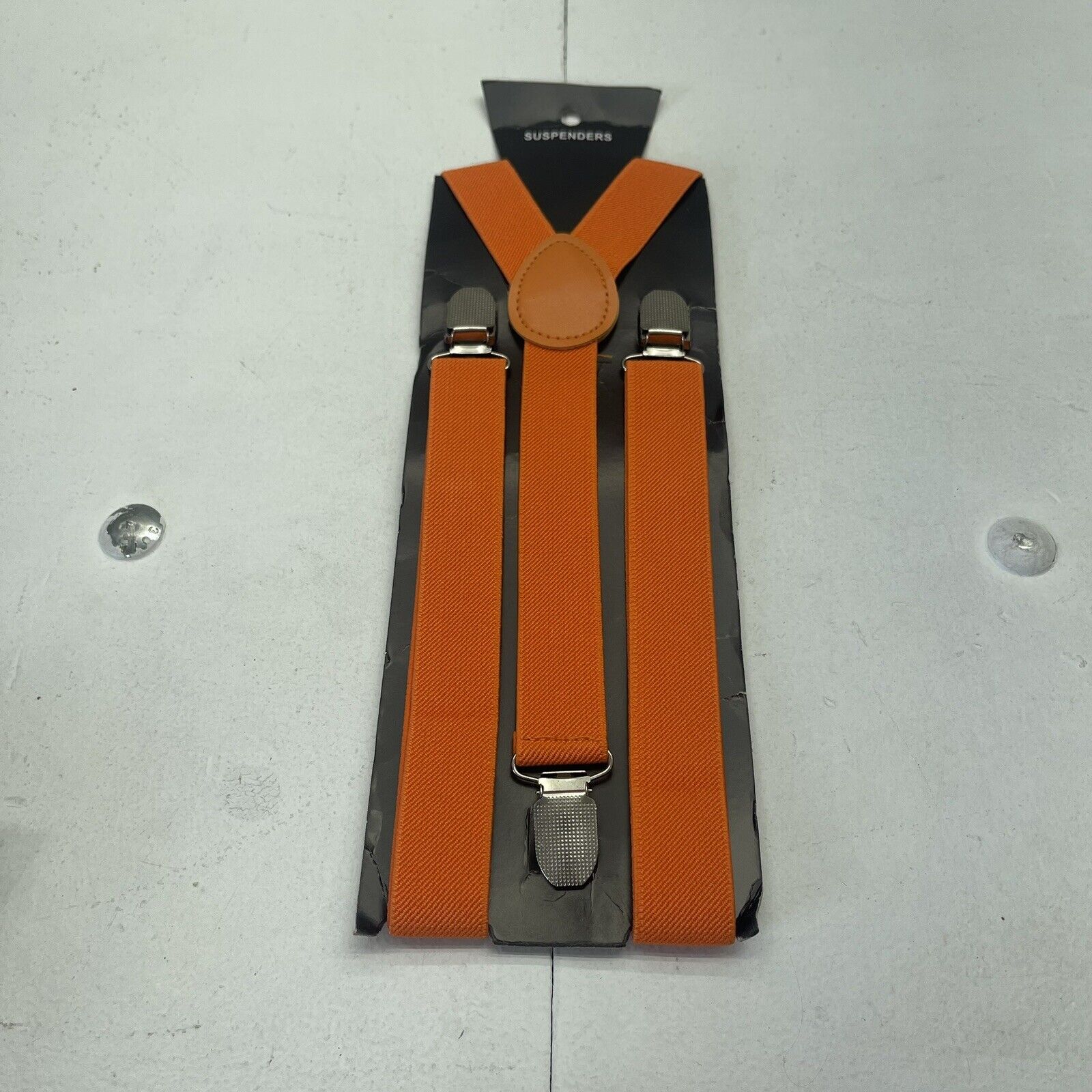 Orange 1in Wide Elastic Y Shape Suspenders Unisex Adults OS