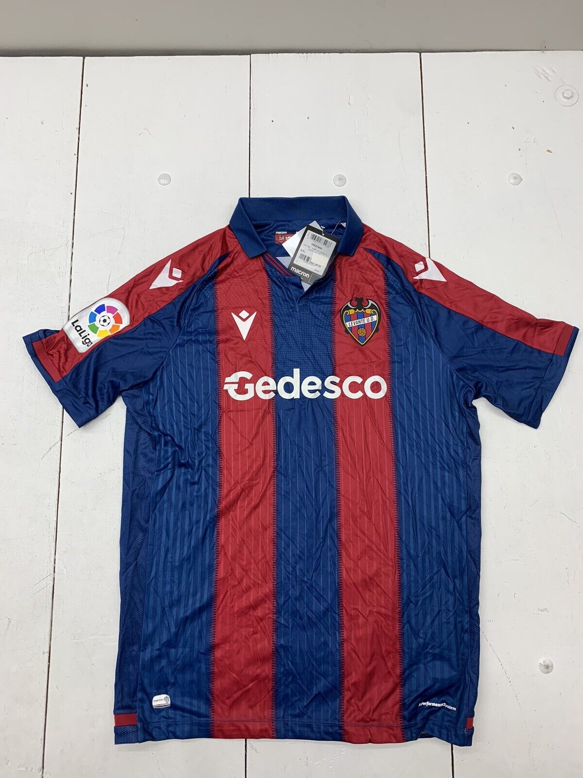 Macron Mens Red Blue Levante UD Jersey Size 2XL