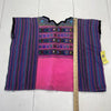 Balam Pink Purple Multicolored Stripe Embroidered Huipli Blouse Women’s Size OS