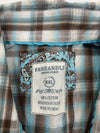 Panhandle Rough Stock Mens Brown Blue Plaid Button Up Short Sleeve Tee Size XXL