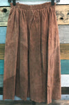 VINTAGE WOMEN&#39;S &quot;G111&quot; 100%LEATHER LONG BROWN SKIRT SIZE SMALL
