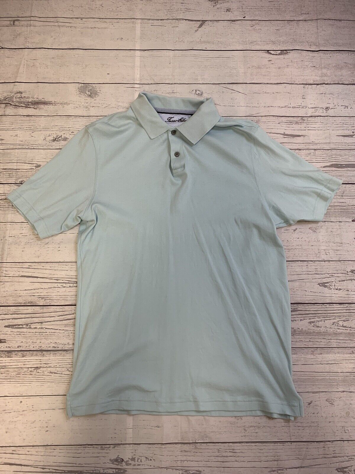 Men's Tasso Elba Blue Shirt Polo Short Sleeve Size Small