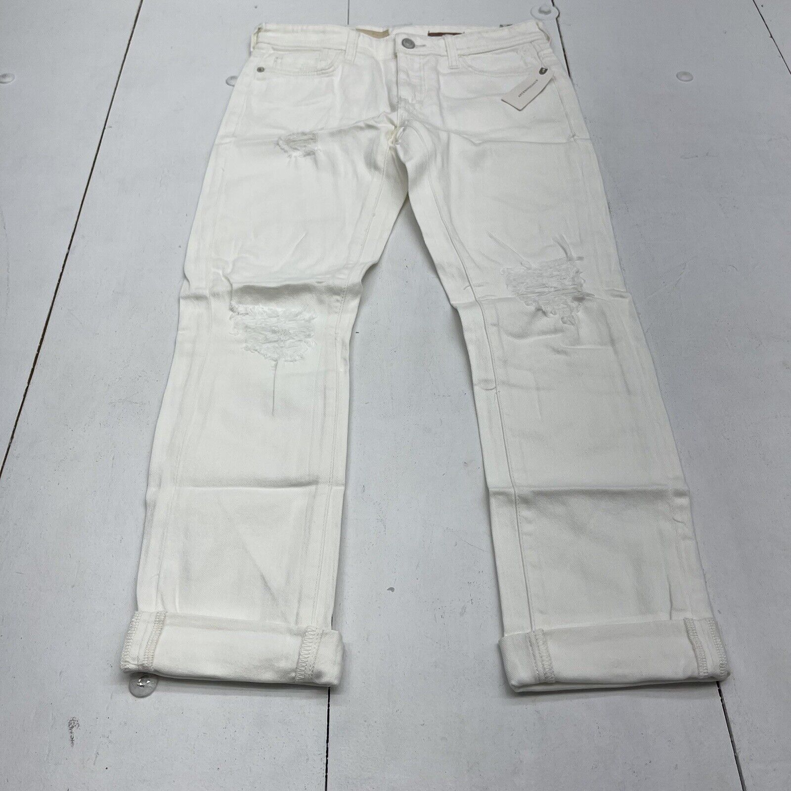 Pilcro White Distressed Slim Boyfriend Crop Jeans Women’s Size 25 New