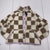 Gilipur Checkered Brown Snap Button Sherpa Jacket Women’s Size Medium