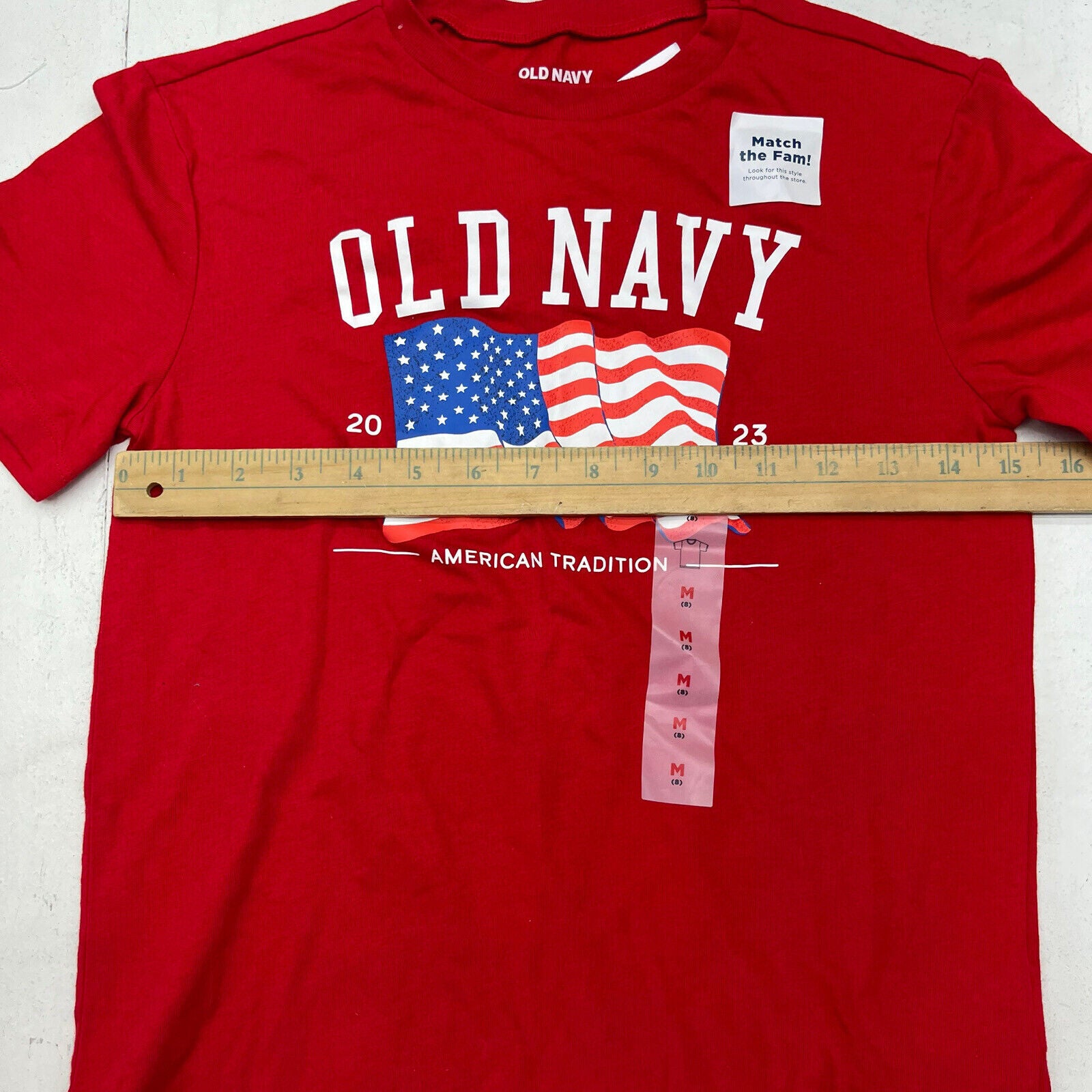Old Navy Red American Flag Short Sleeve T-Shirt Unisex Kids Size Mediu -  beyond exchange