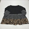 Gray &amp; Leopard Print Long Sleeve T-Shirt Women&#39;s Size 4XL NEW
