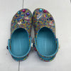 Crocs Lisa Frank Blue Multicolored Classic Clogs Youth Girls Size 6