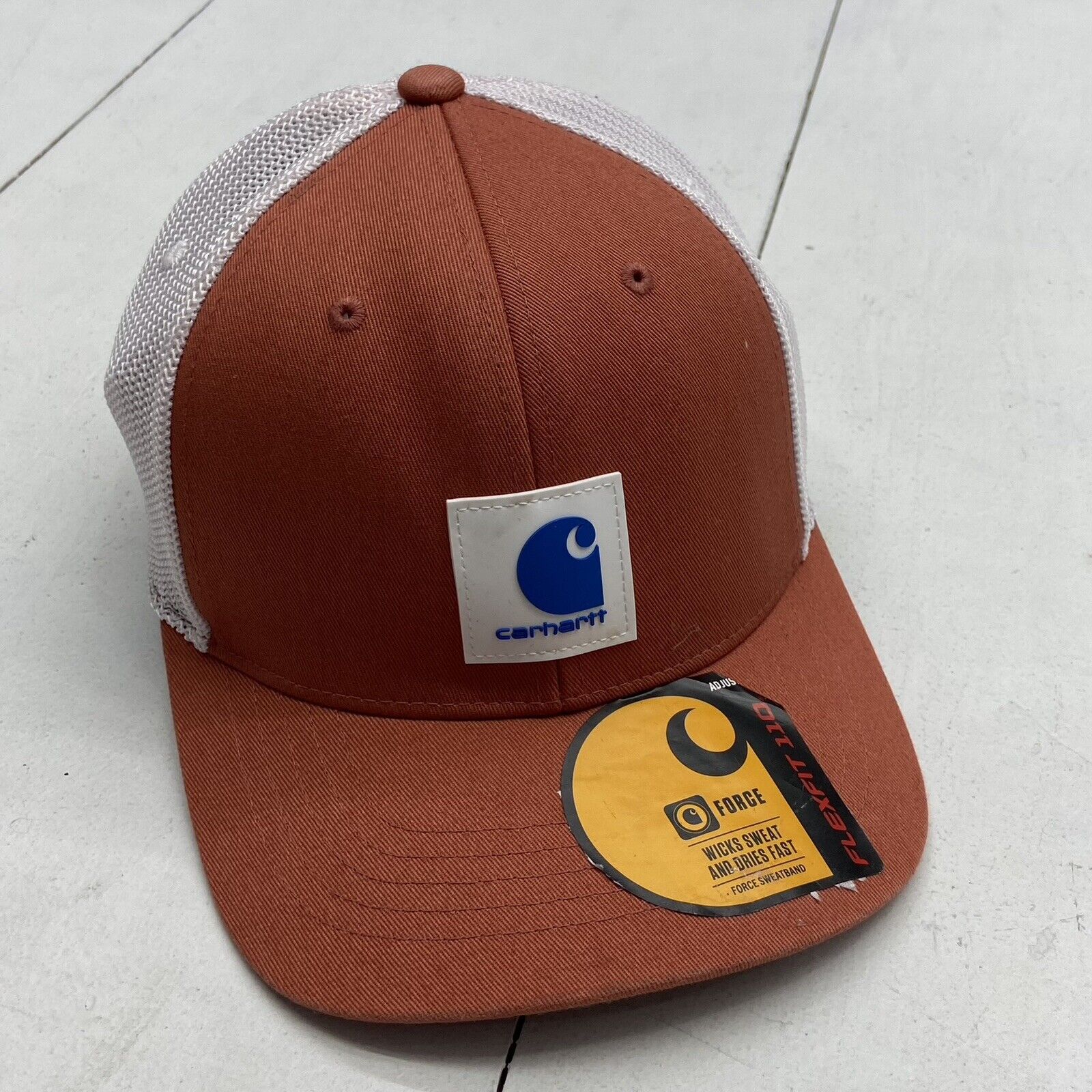 Carhartt Rust White Mesh Trucker Snapback Adjustable Hat Adult One Size Flex NEW