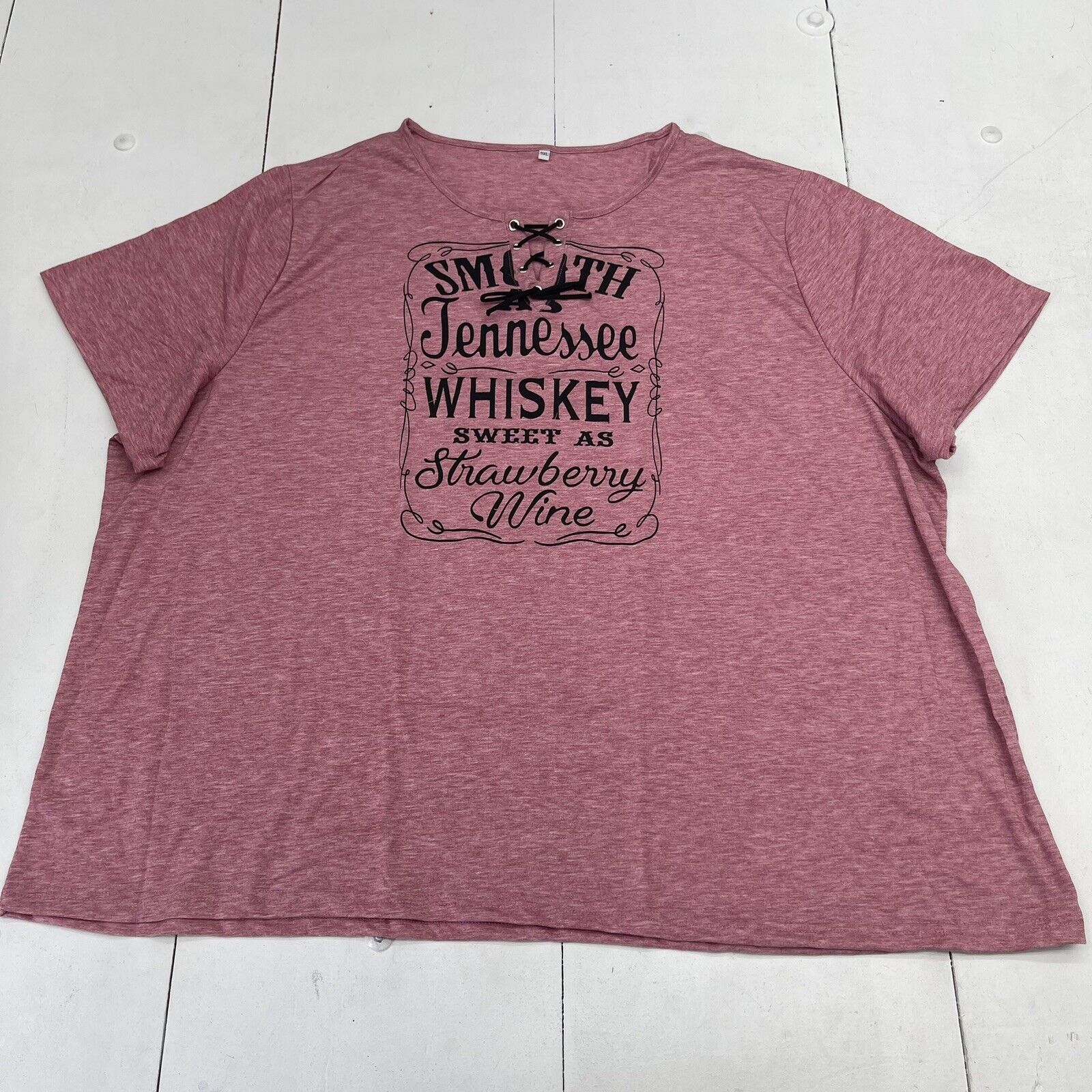 Red Smooth As Tennessee Whiskey Lace Up V Neck Short Sleeve Women’s Size 5XL New