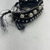 Ambre Babzoe Black Rope Pearl Crystal Cuff Bracelet