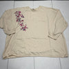 Woman Within Ivory Terry Floral Embroidered Long Sleeve Sweatshirt Women’s 2X