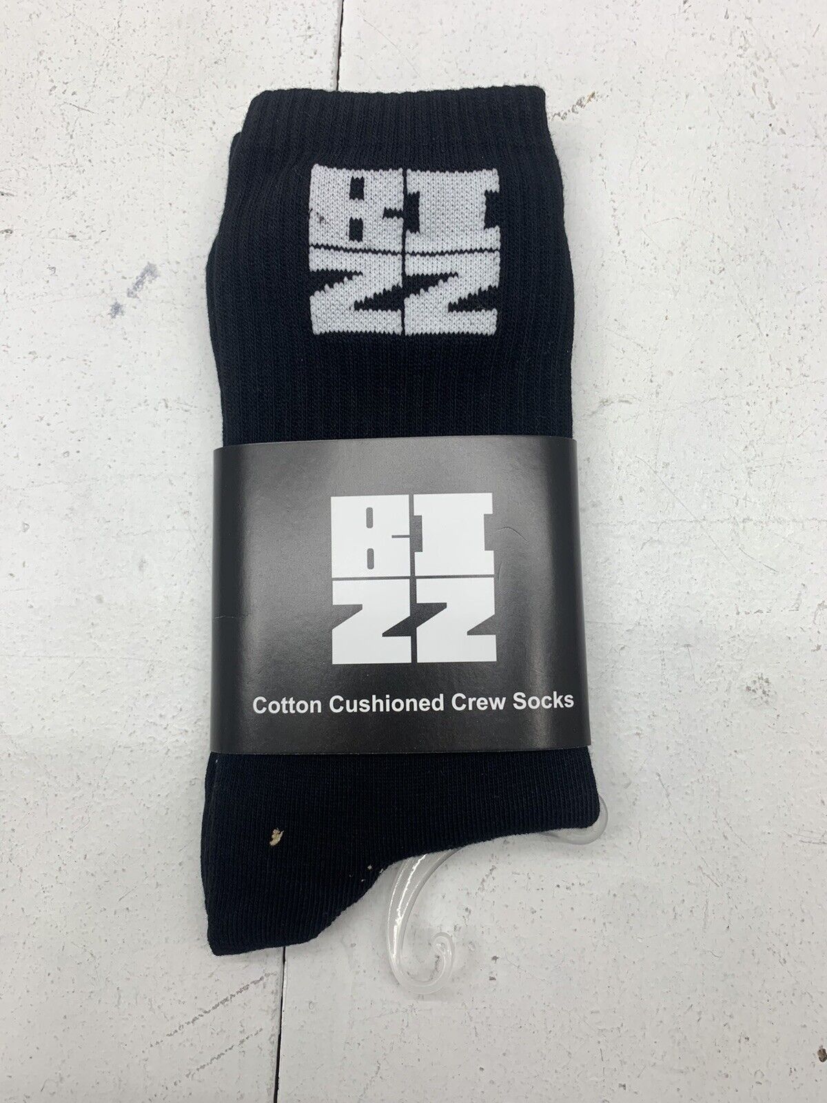 Bizz Mens Black Cushioned Crew Socks One Size