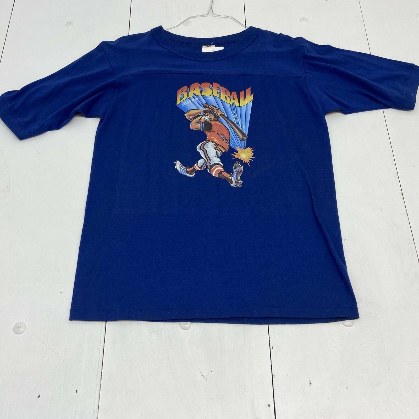 Vintage Spruce Baseball Roach Graphic Blue Short Sleeve T Shirt Men Size Large