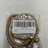 Silaner Crystal Charms 3 Piece Gold/Rose Gold/Silver Corn Chain Bracelet NEW