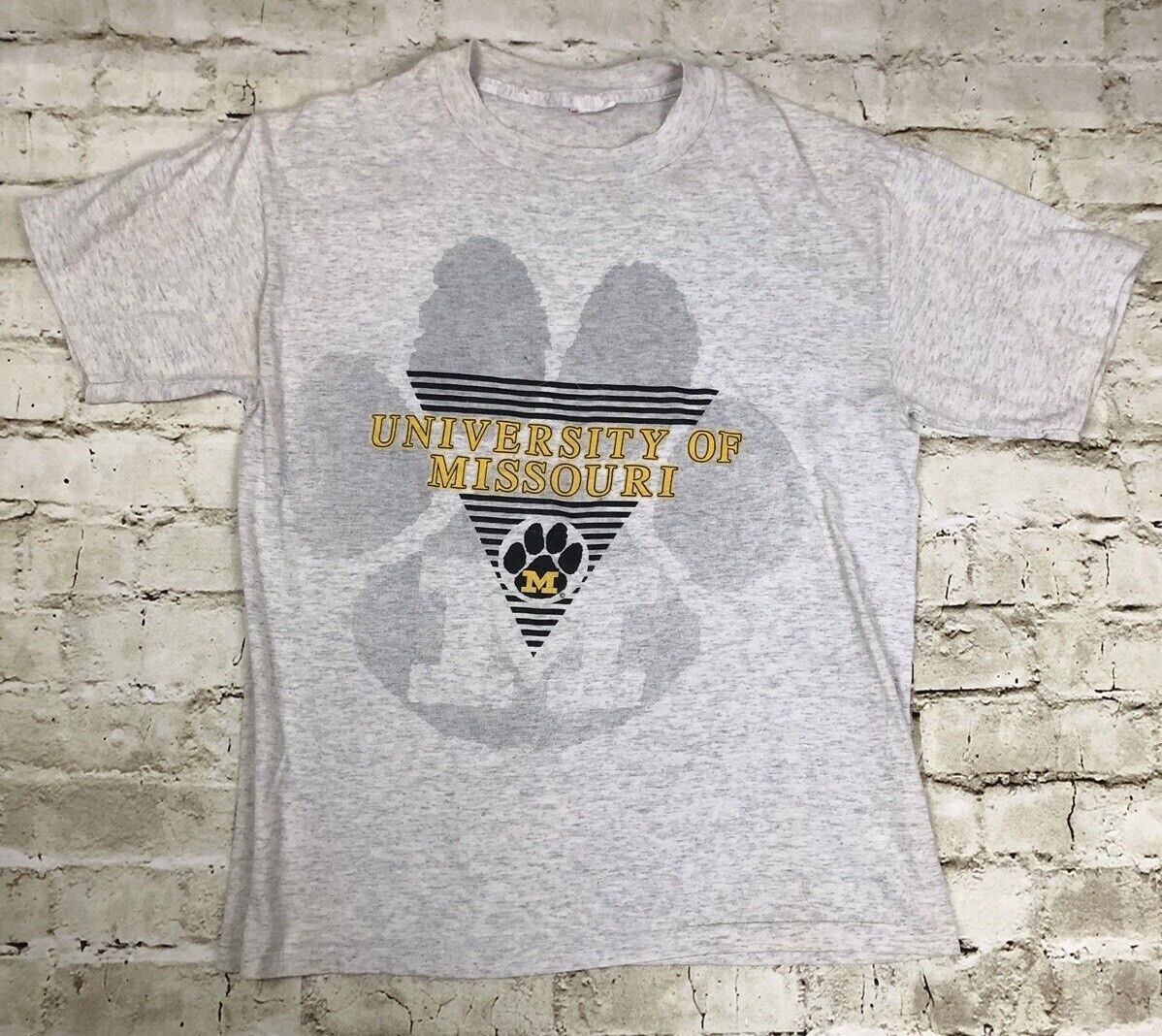 Vintage University Of Missouri MU T Shirt Tigers Gray Single Stitched NCAA